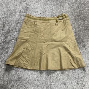 Ann Taylor LOFT Skirt Womens 14 Brown Flare Soft Wool Bow Waist Knee Length Zip